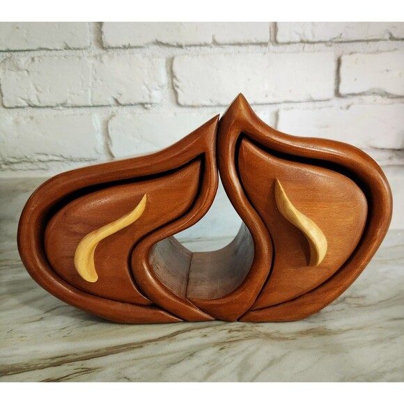 JOHN TRAEGER Handcrafted Bandsaw Wood Jewelry Box Birdseye Feng Shui Art Piece